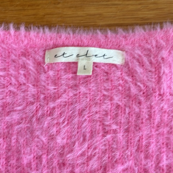 Fuzzy tie front cropped sweater - Picture 2 of 4